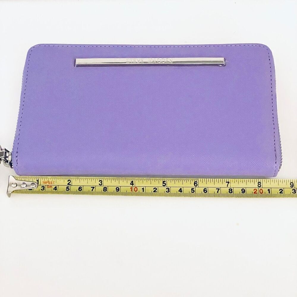 NWT Steve Madden BZIP-CNW Purple/Silver Zip Around Wallet Guitar Wristlet Strap - Picture 6 of 11